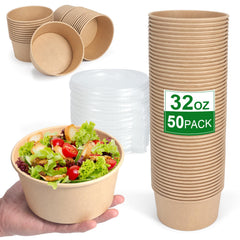 DUIBAOCHUN 50 Pcs 32 Oz disposable bowls with lids