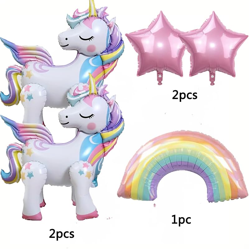 Pink star balloons 2pc for unicorn party