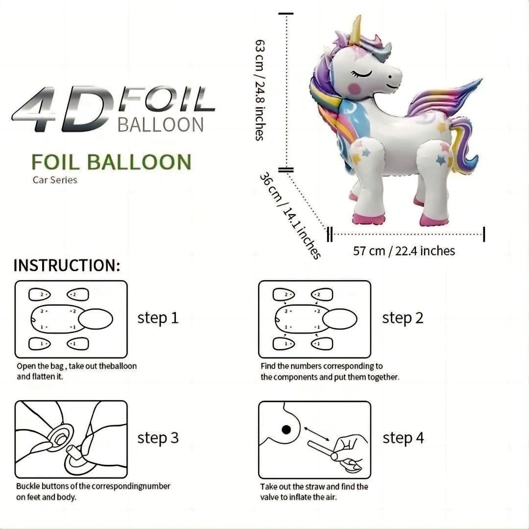 Self standing unicorn balloons display