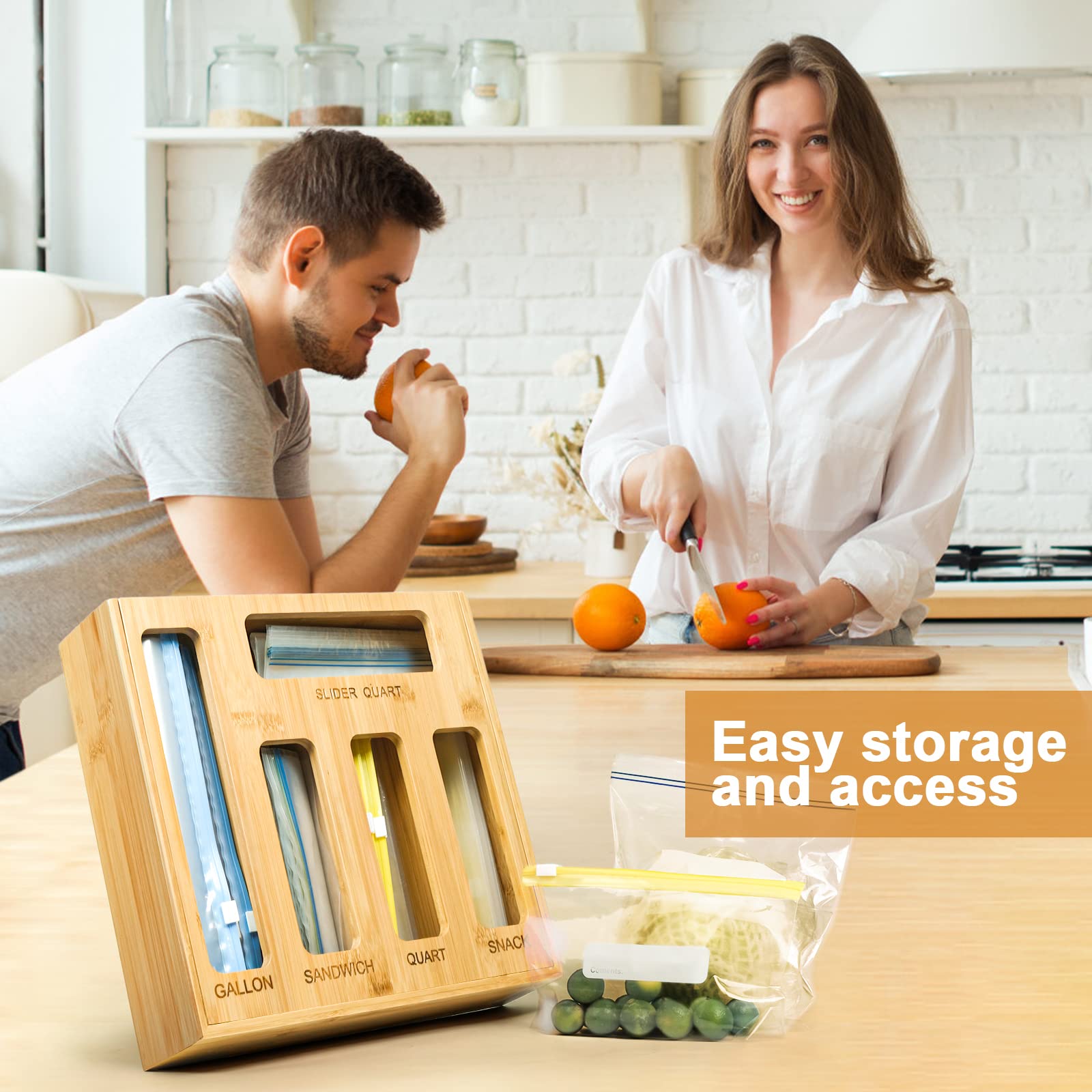 Bamboo baggie organizer keeps drawers organized in home or office