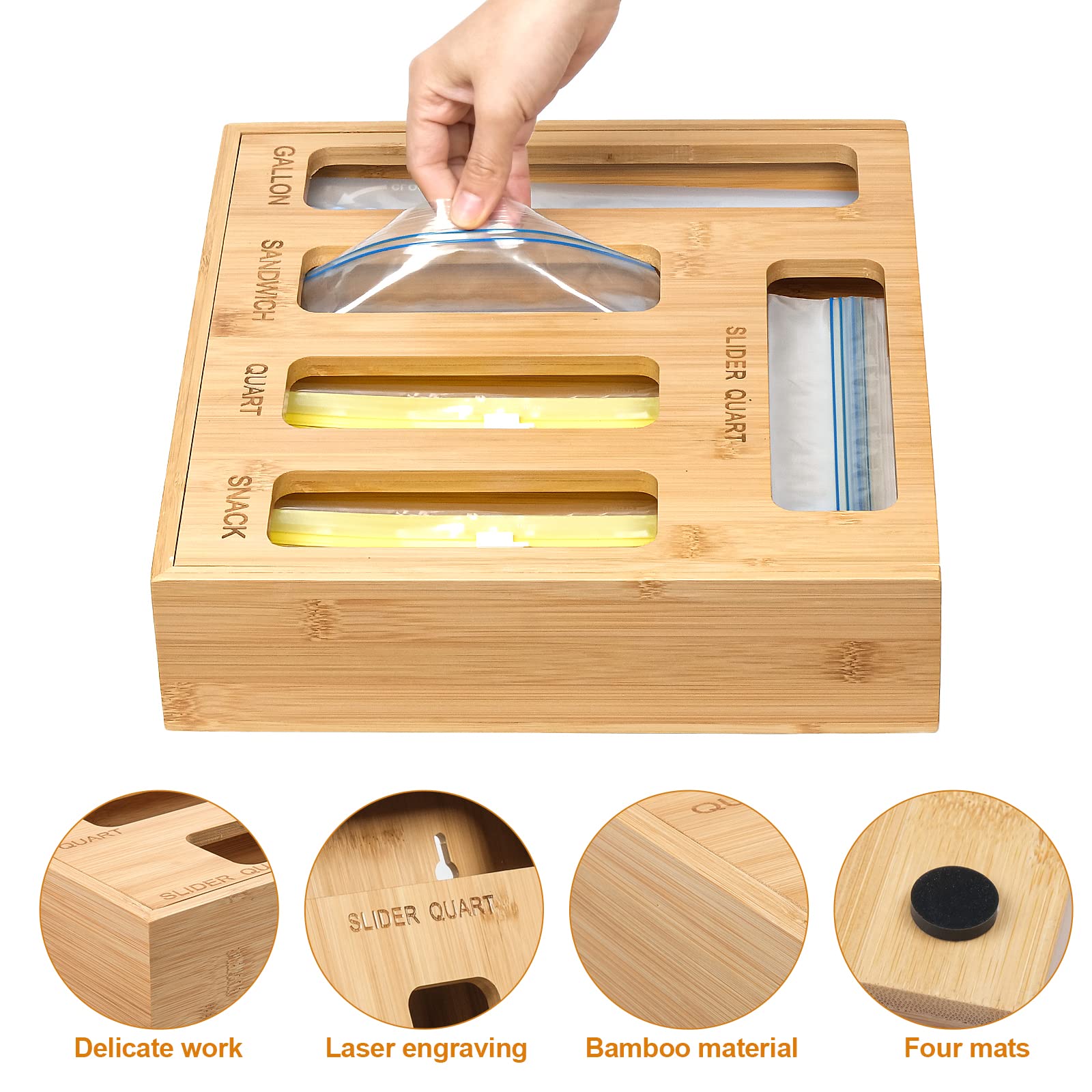 Easy to wipe clean bamboo bag organizer not dishwasher safe