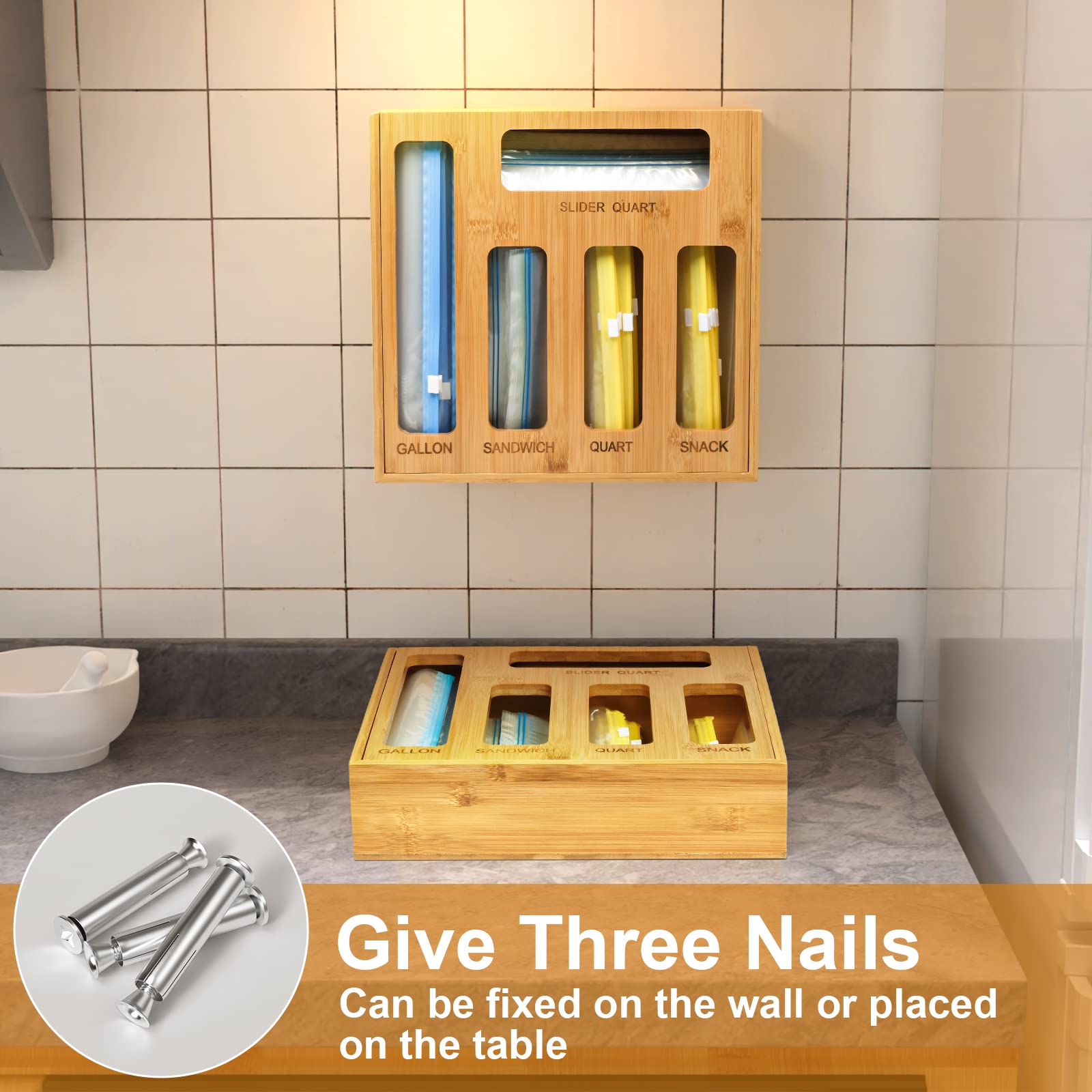 One box with five slots bag organizer for kitchen drawer