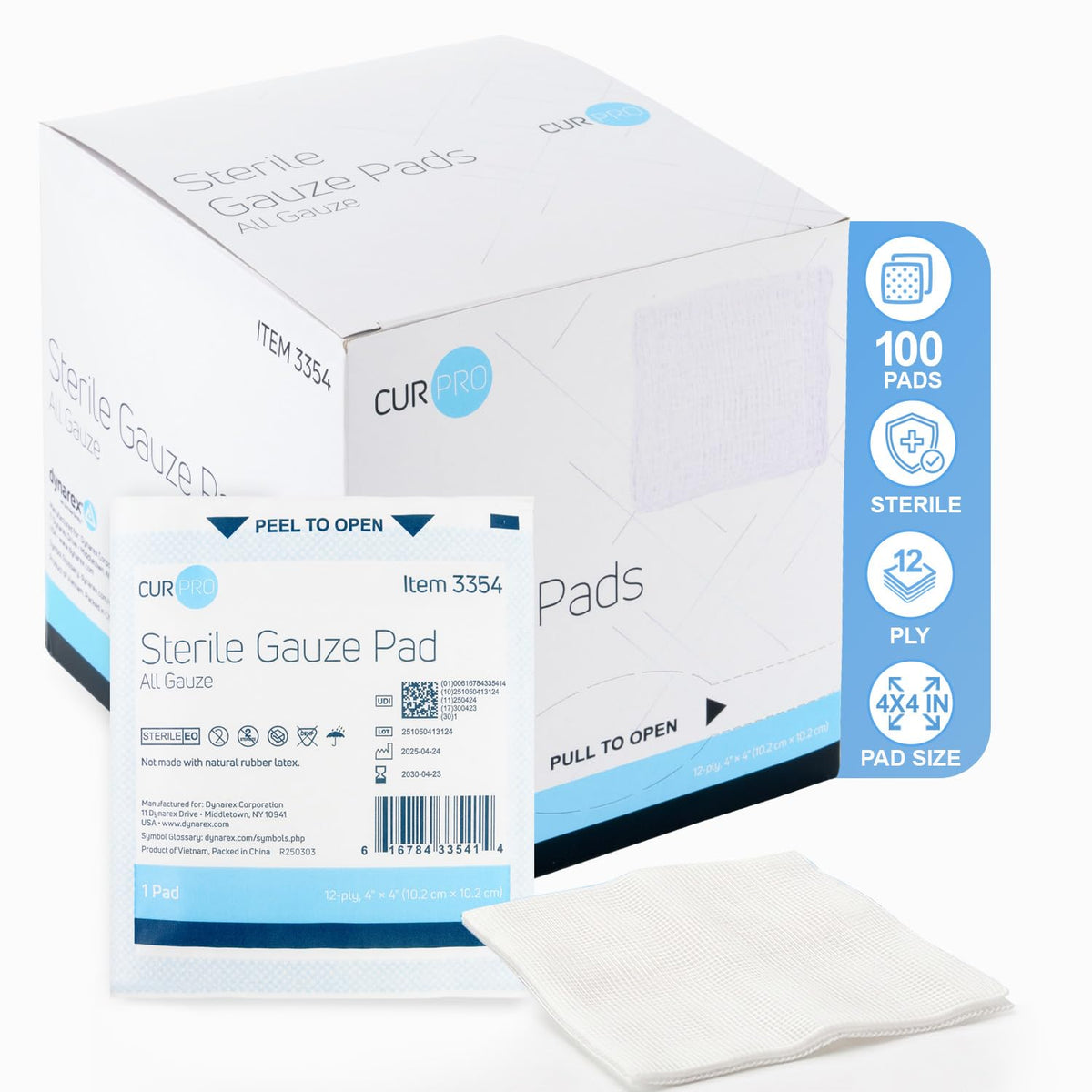 Dukal sterile gauze pads box of 100 individually wrapped 4x4 12-ply
