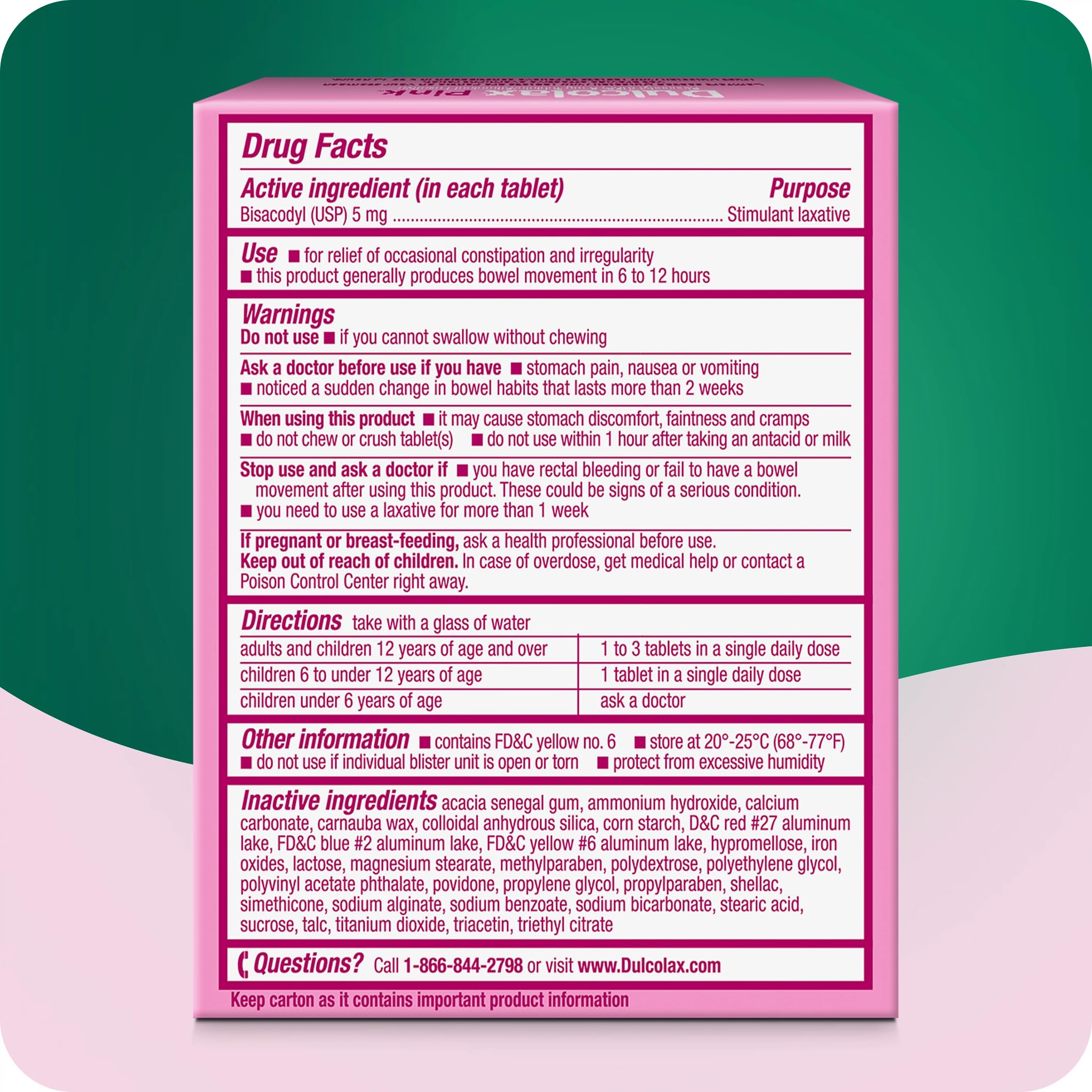 Dulcolax Overnight Relief laxative 25ct packaging