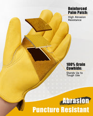 DULFINE leather work gloves reinforced palm grip