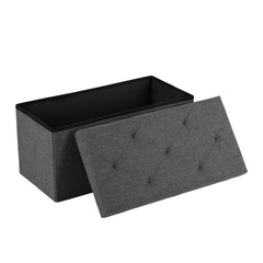 DUMOS 30in foldable storage ottoman bench grey padded seat