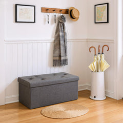 Grey storage ottoman bench with MDF base and 660lb support