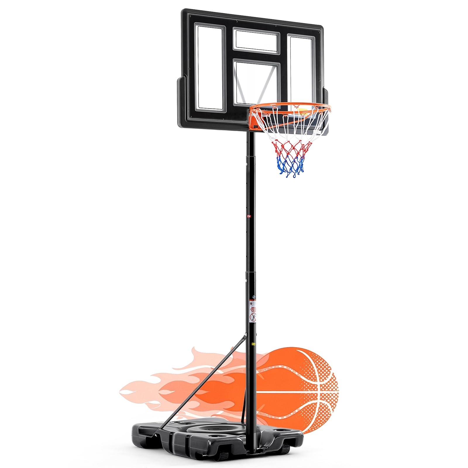 DUMOS portable basketball hoop with a 44in backboard