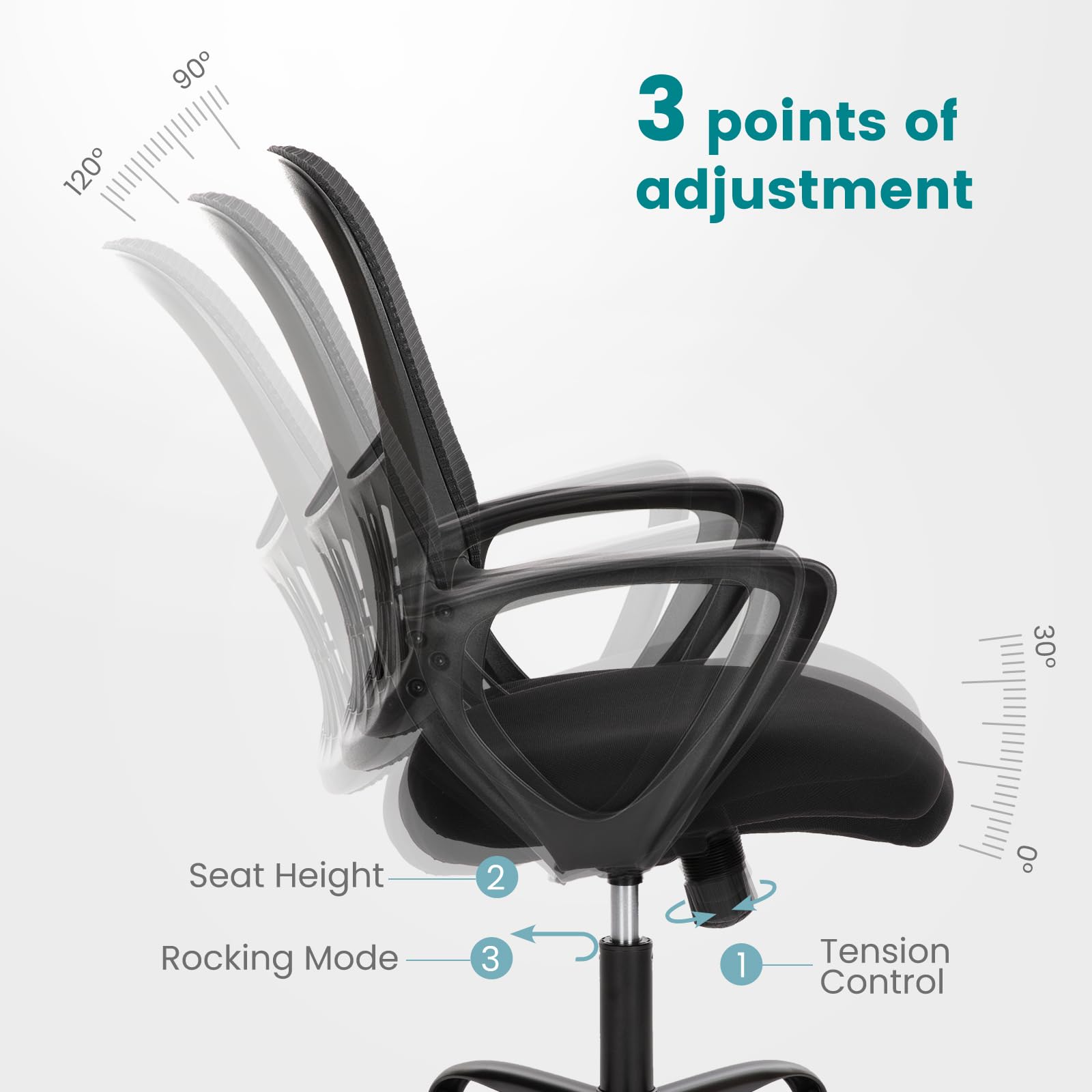 DUMOS 360 degree swivel office chair black