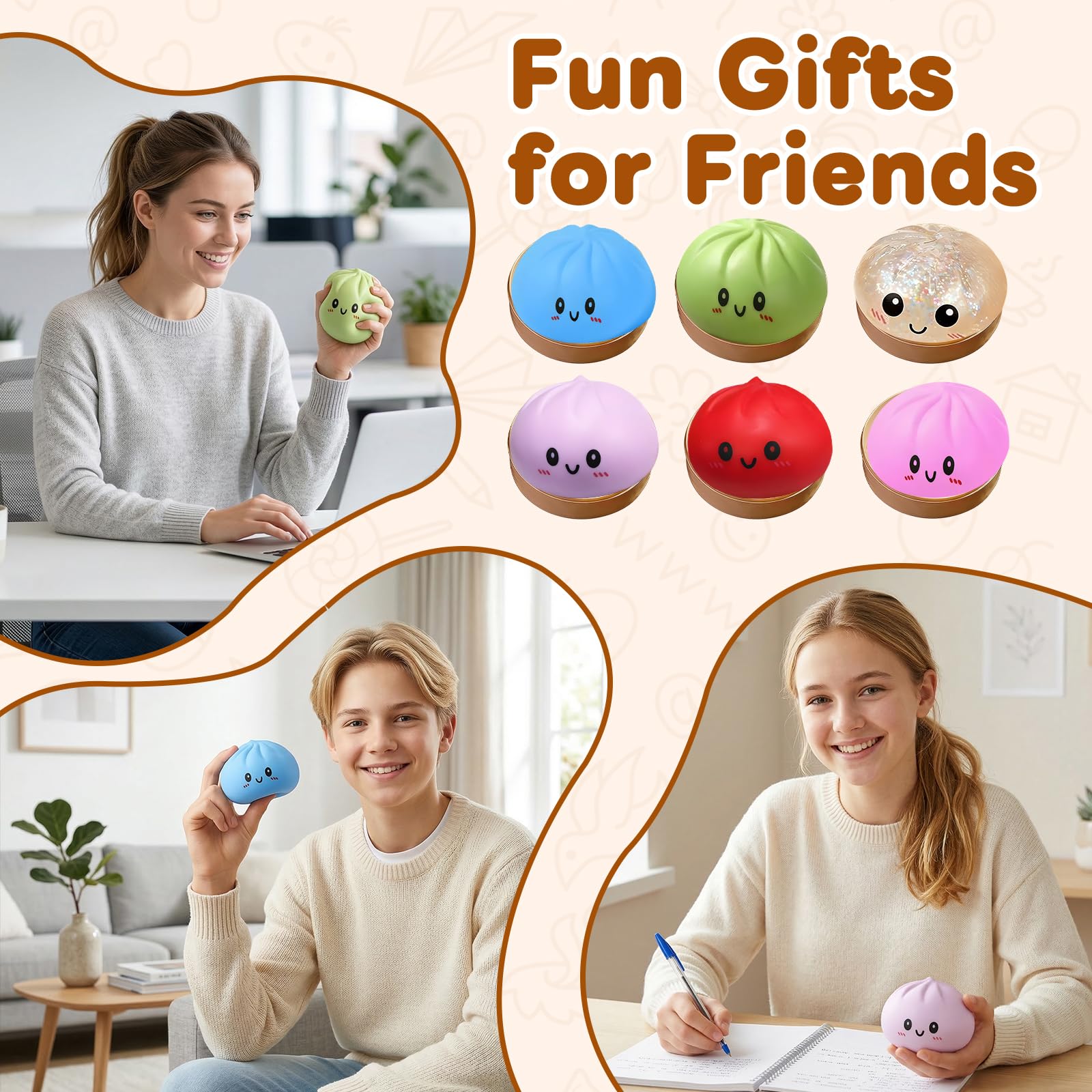Premium soft TPR dumpling toy for stress relief blue