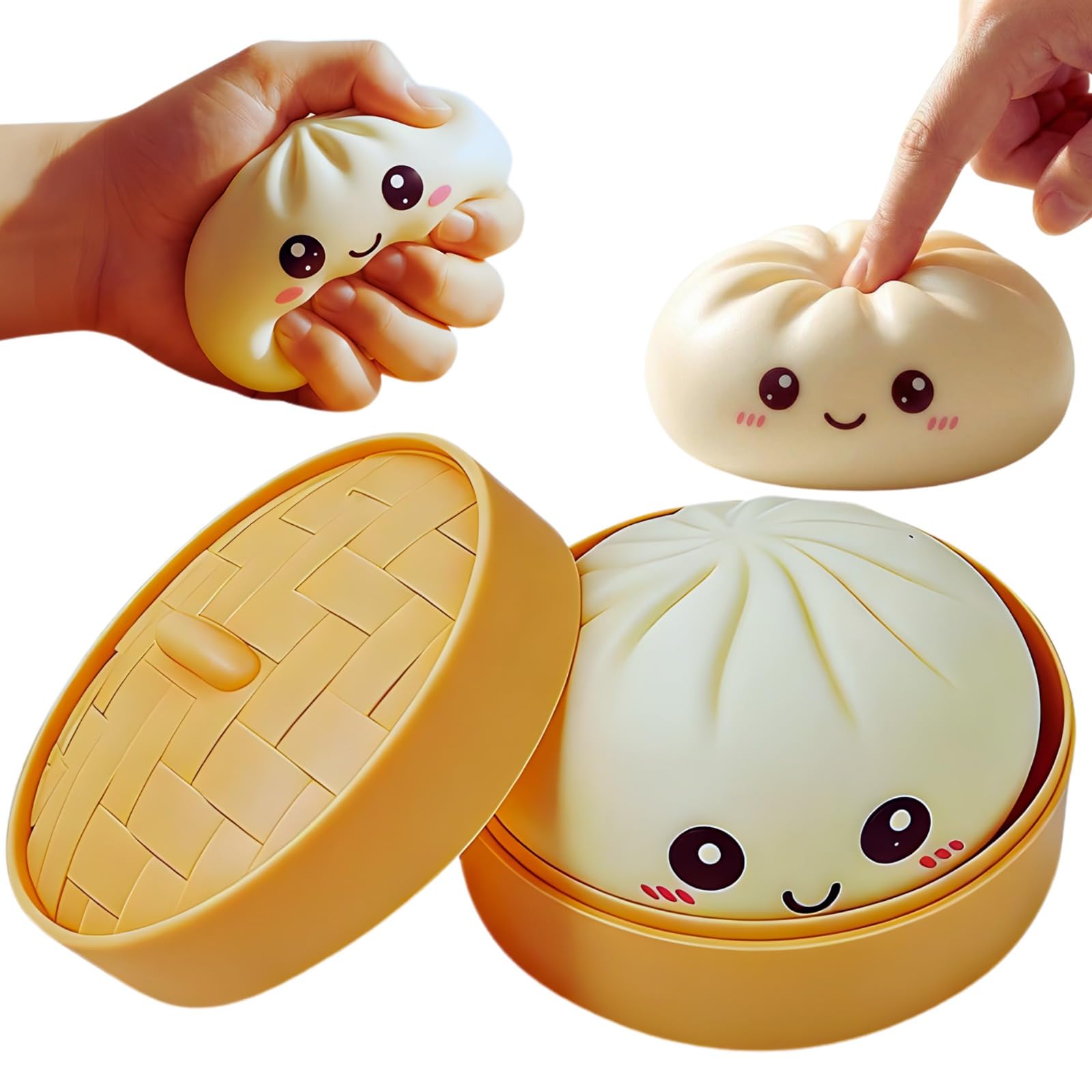 Dumpling squishy mystery box with large realistic dumpling design in white