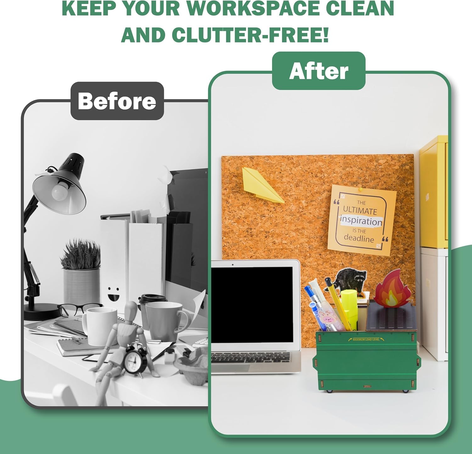 Dumpster Fire Holder on desk accessory packaging
