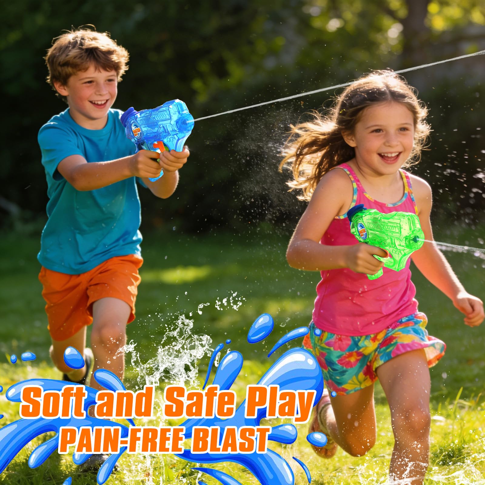 Two colorful mini water guns for kids play