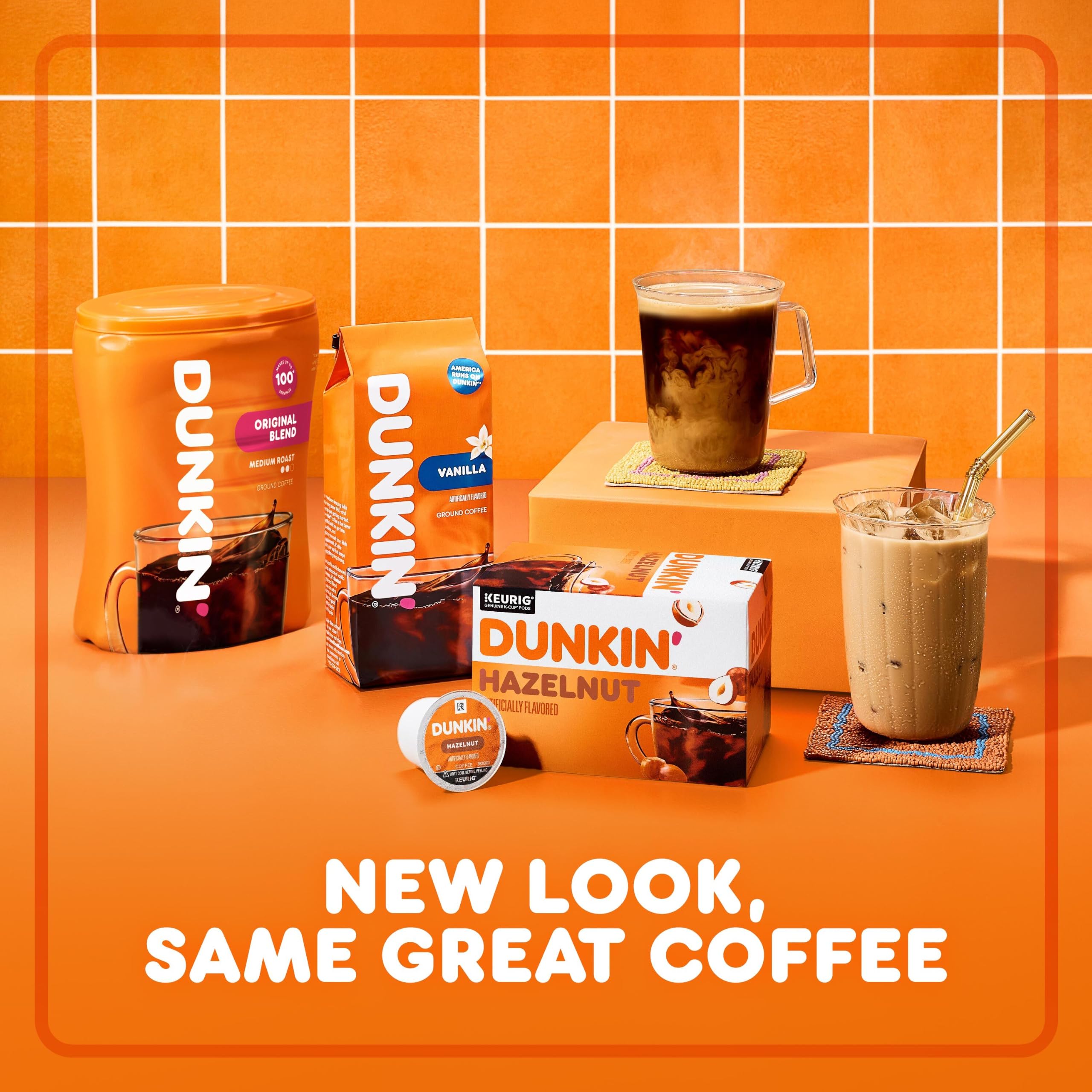 Dunkin Original Blend K-Cup pods home brewing setup