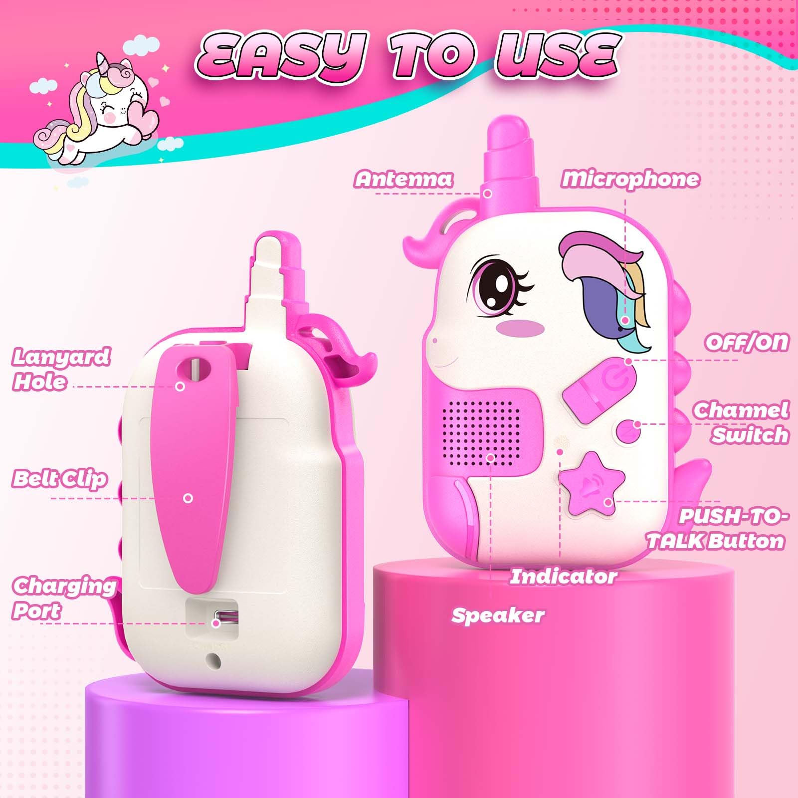 Gift box packaging unicorn walkie talkies for girls