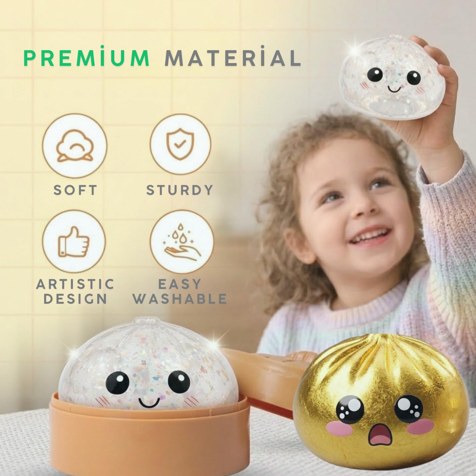 Two-piece dumpling squishy set ready for gifting and display