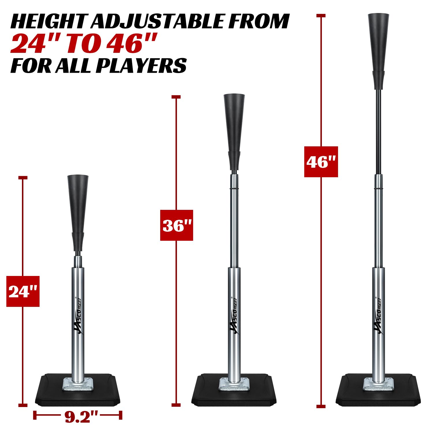 Base with 9 inch width and stable support