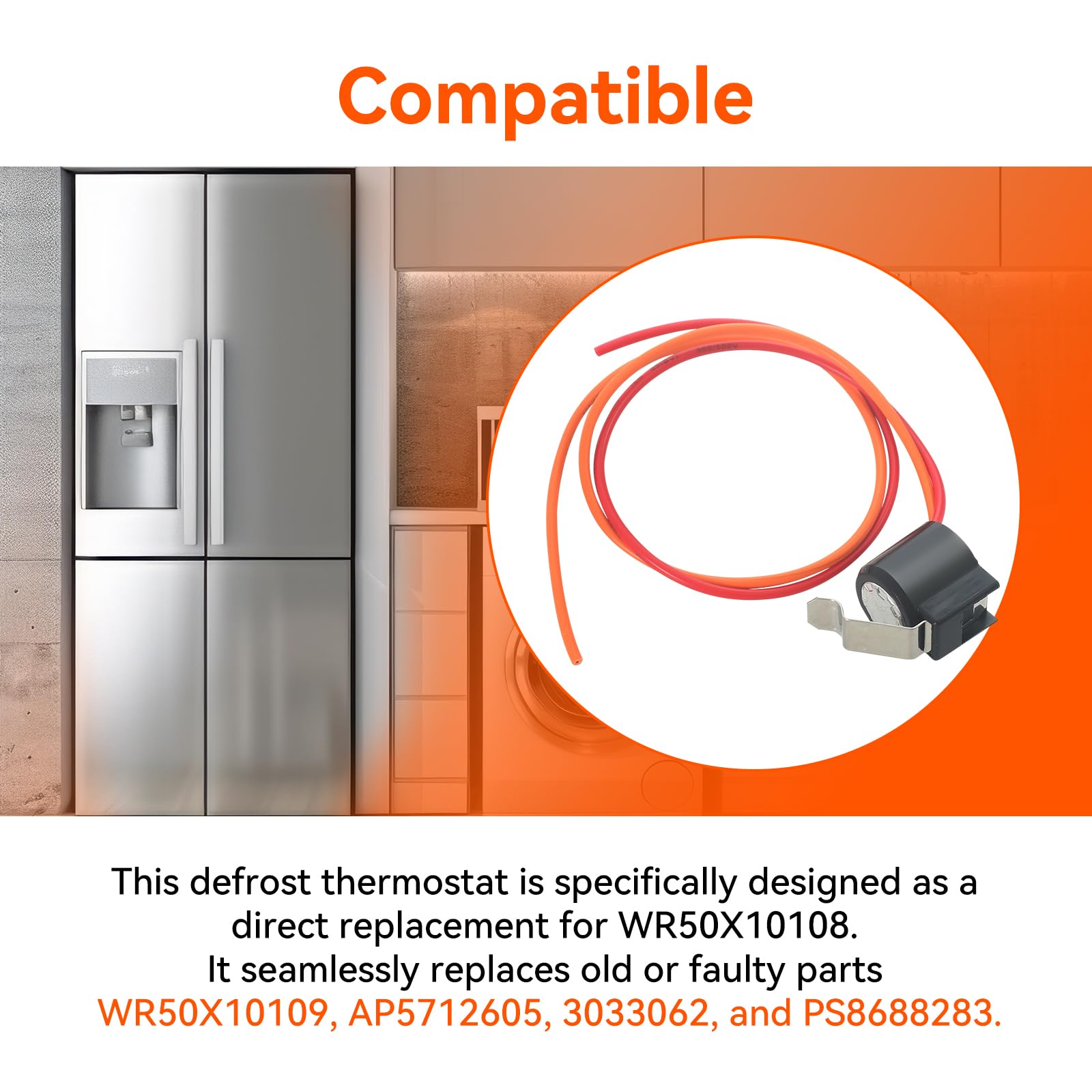 Durable metal construction defrost thermostat GE refrigerator