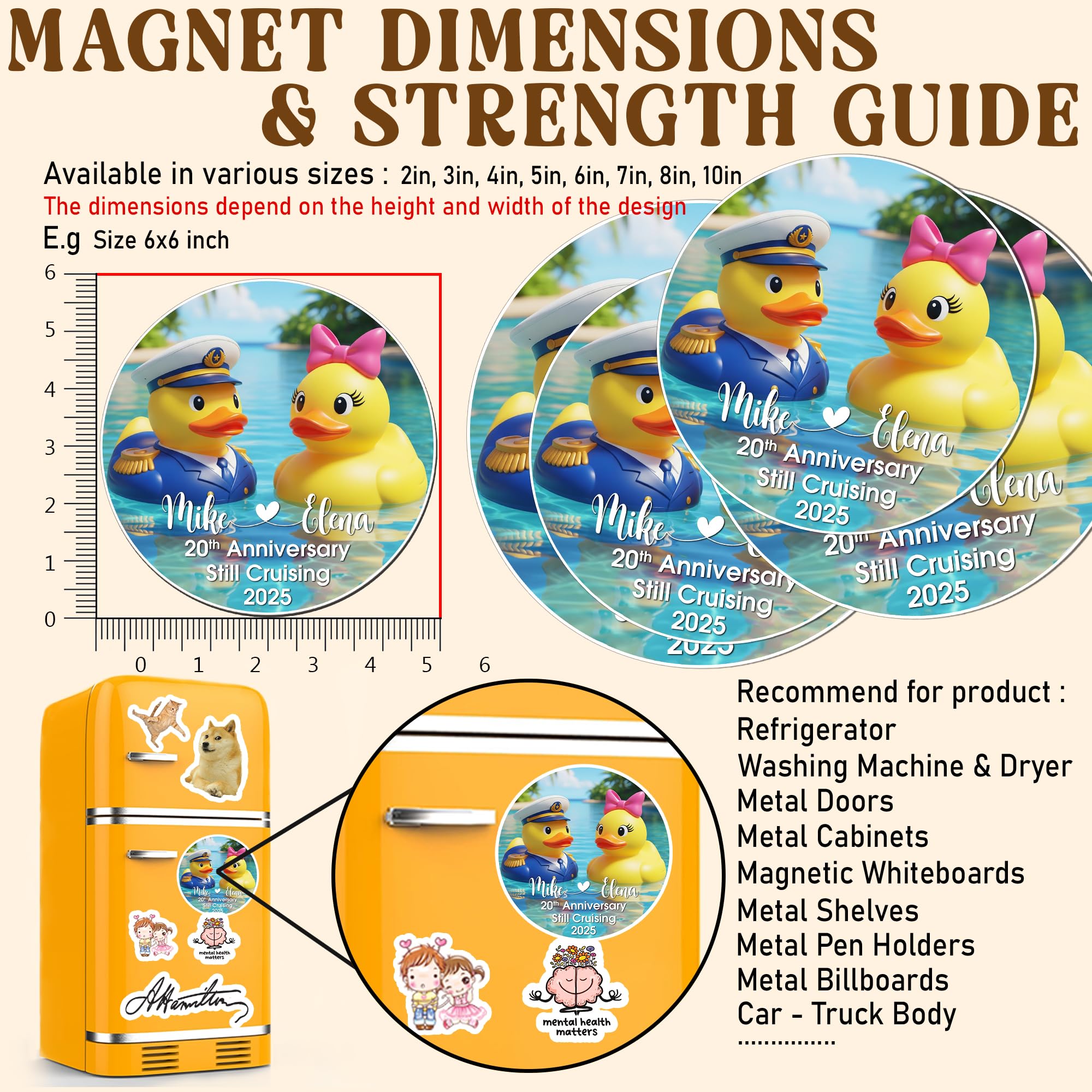 Fridge with notes held by cruise magnet example