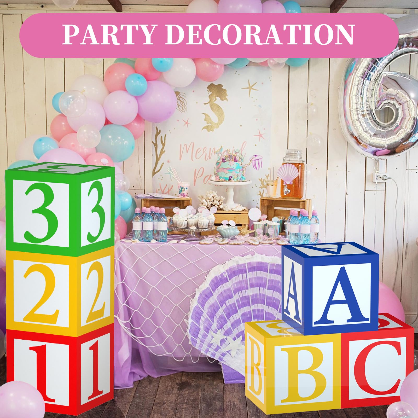 Birthday or back to school party use ABC 123 boxes