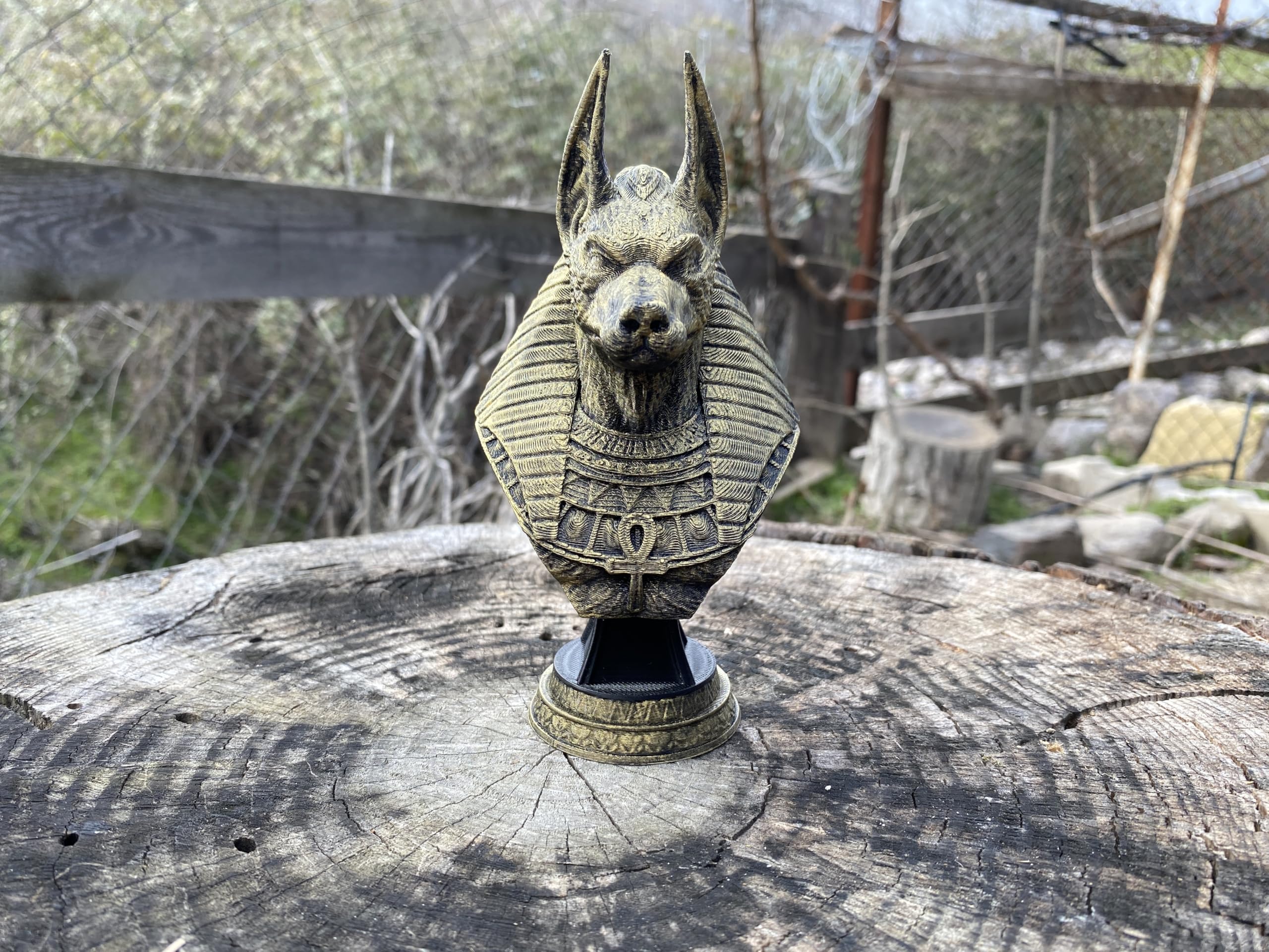 Hand-painted detail Anubis bust statue