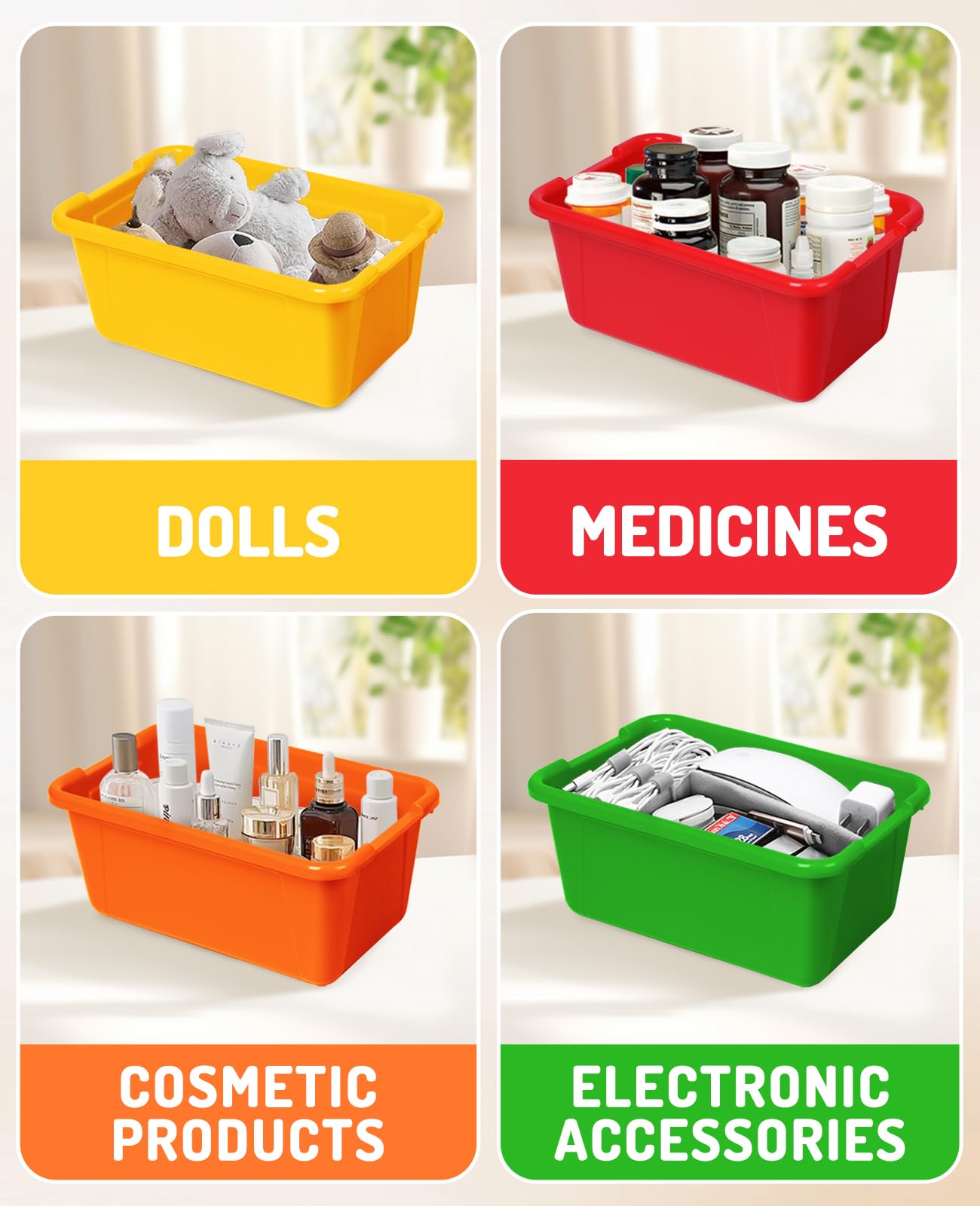 Durable BPA-free PP plastic storage bin with side handles