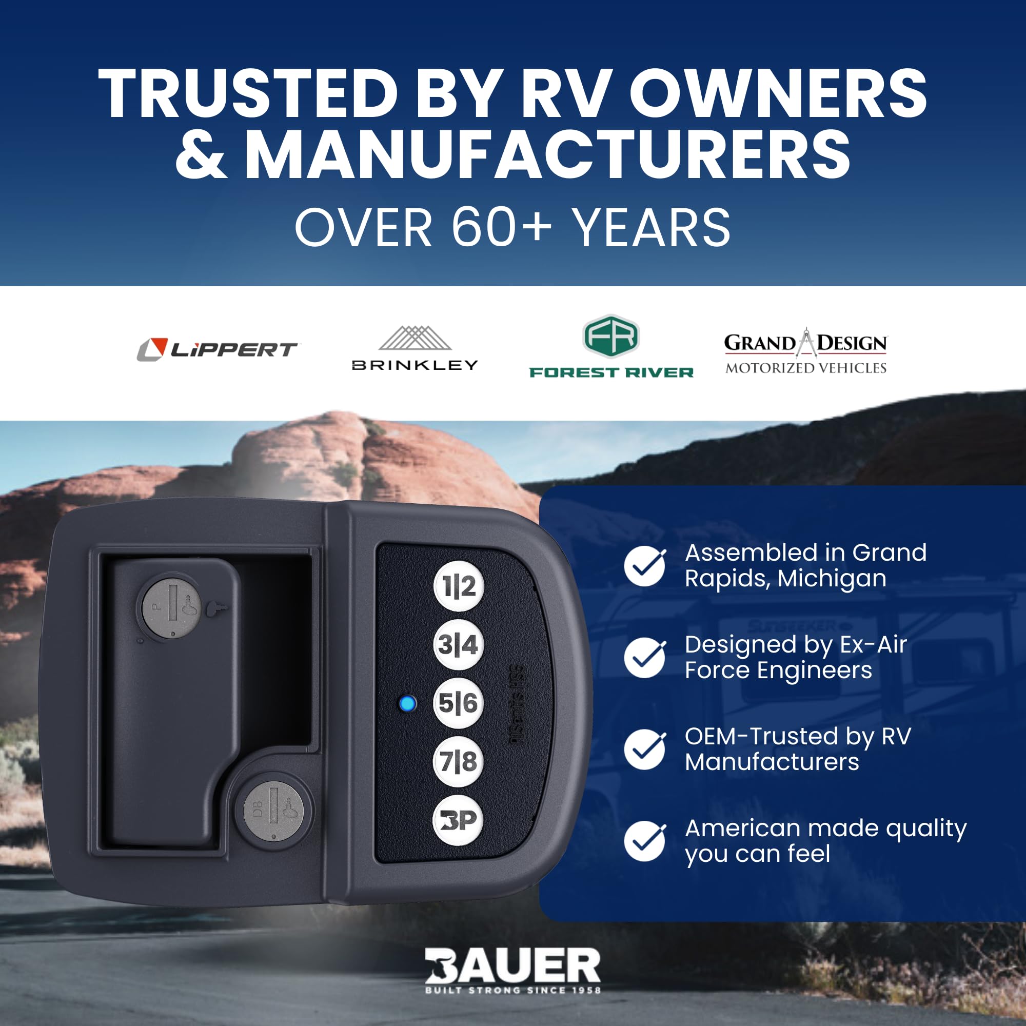 durable rv door latch shown with trailer setup