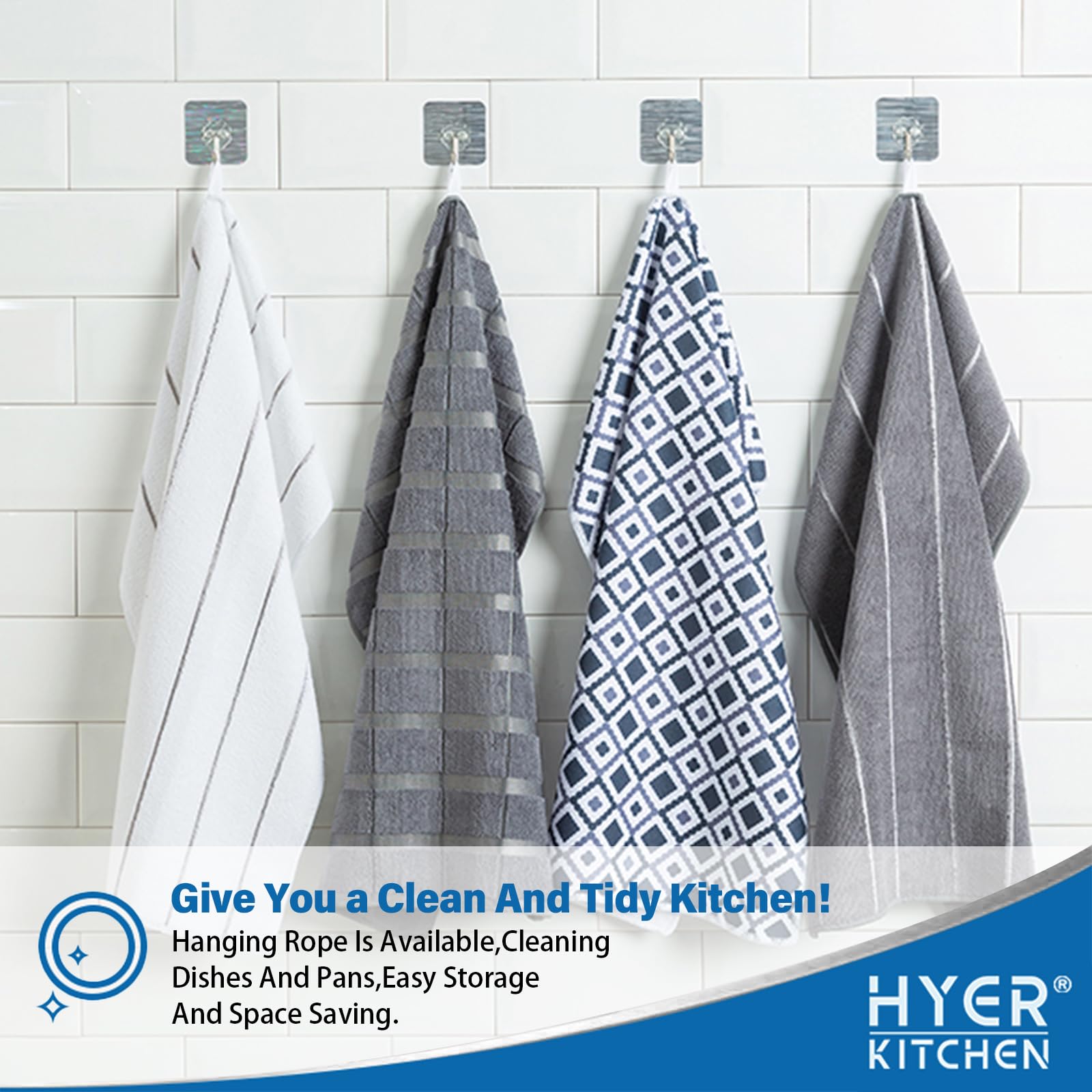 Wash before first use for increased absorbency HYER KITCHEN towels