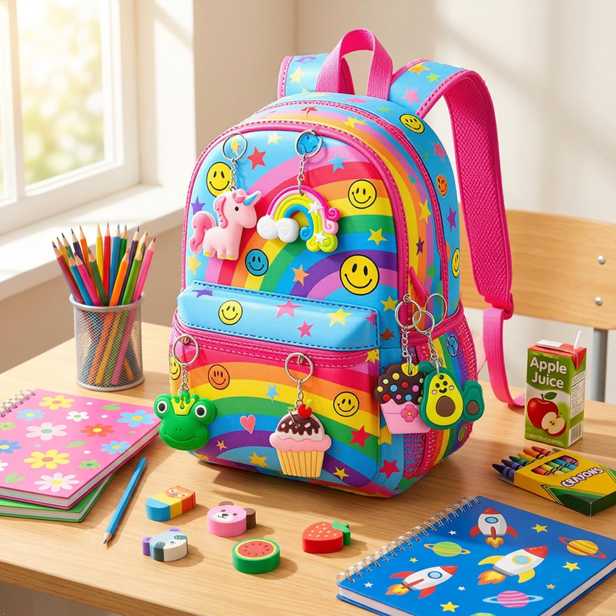 durable thicker metal frame with non-toxic PVC charms