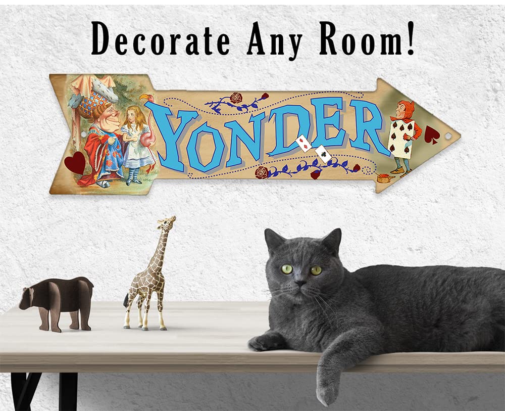 Durable vintage metal sign alice in wonderland