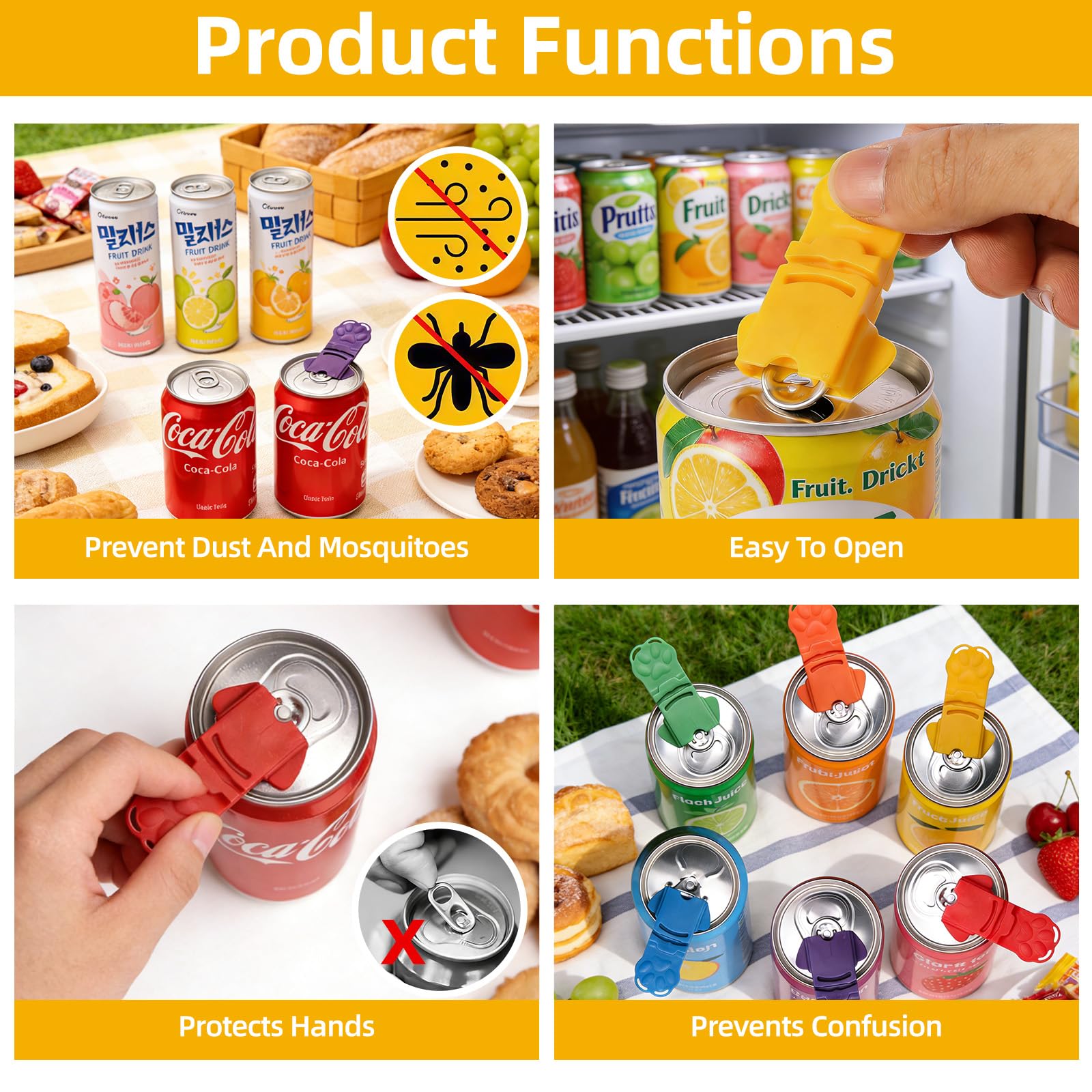 Portable soda can opener and dust cover for outdoor use