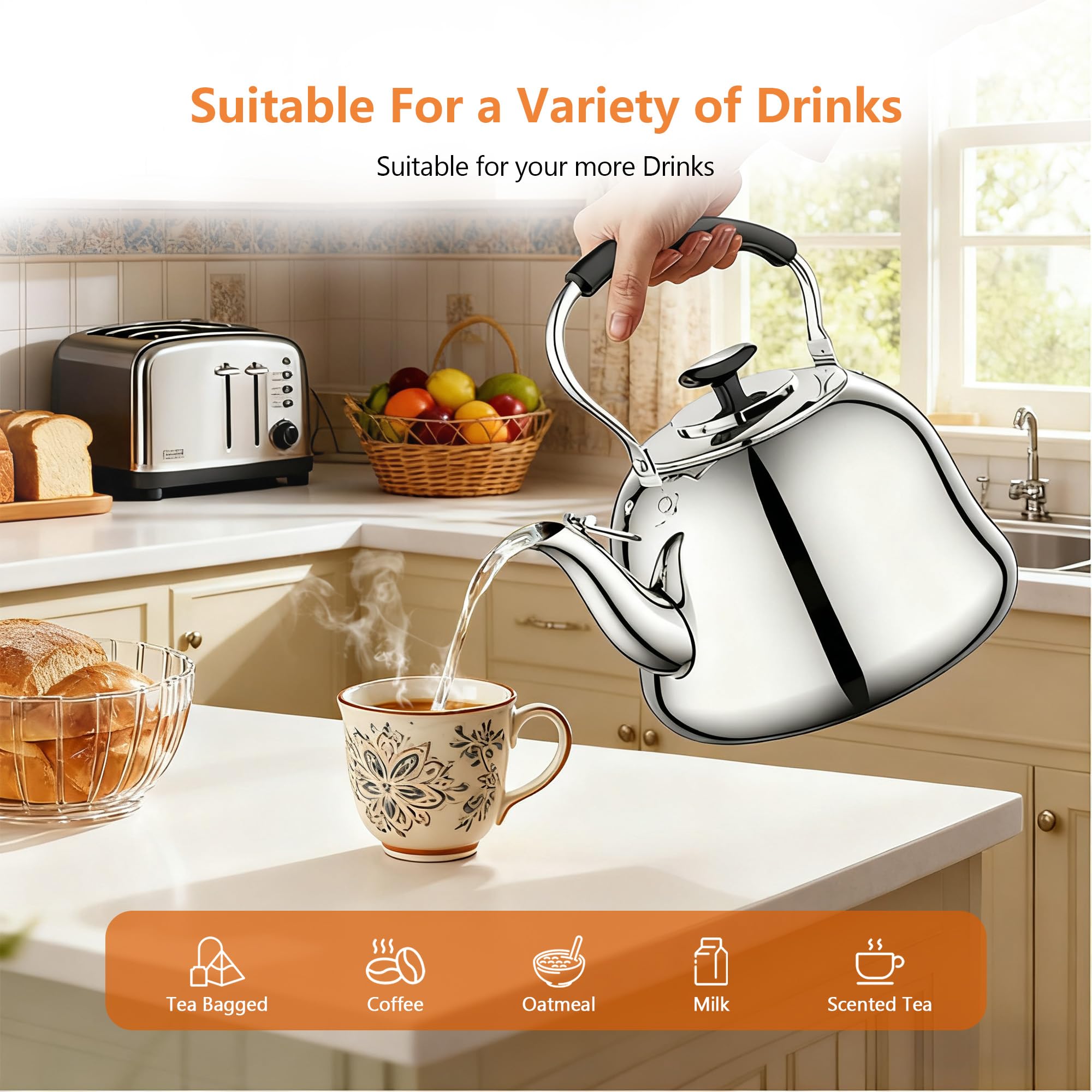 Dust cover spout tea kettle detail