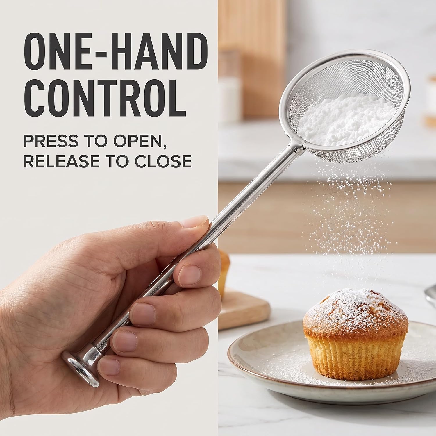Dusting wand for sugar and spices in baking