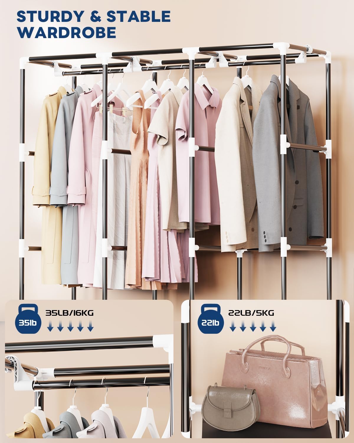 Dustproof clothing cover on Mavivegue portable closet