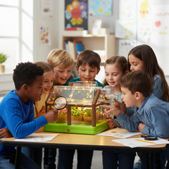 Kids planting seeds with DUYOYU kit in a learning setup