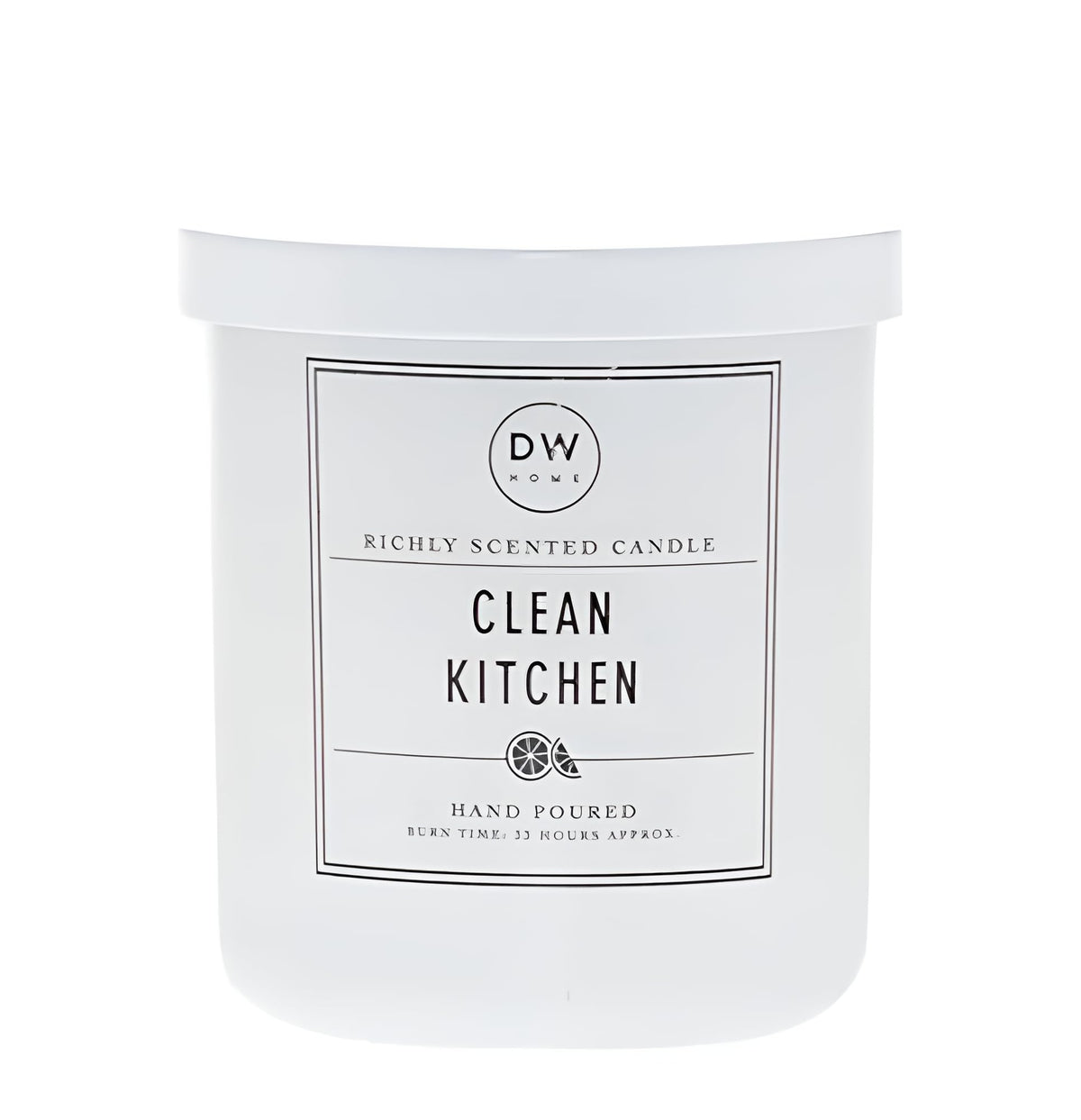 DW Home Clean Kitchen Candle medium size hand poured single wick with lemon and lime fragrance and eco friendly design