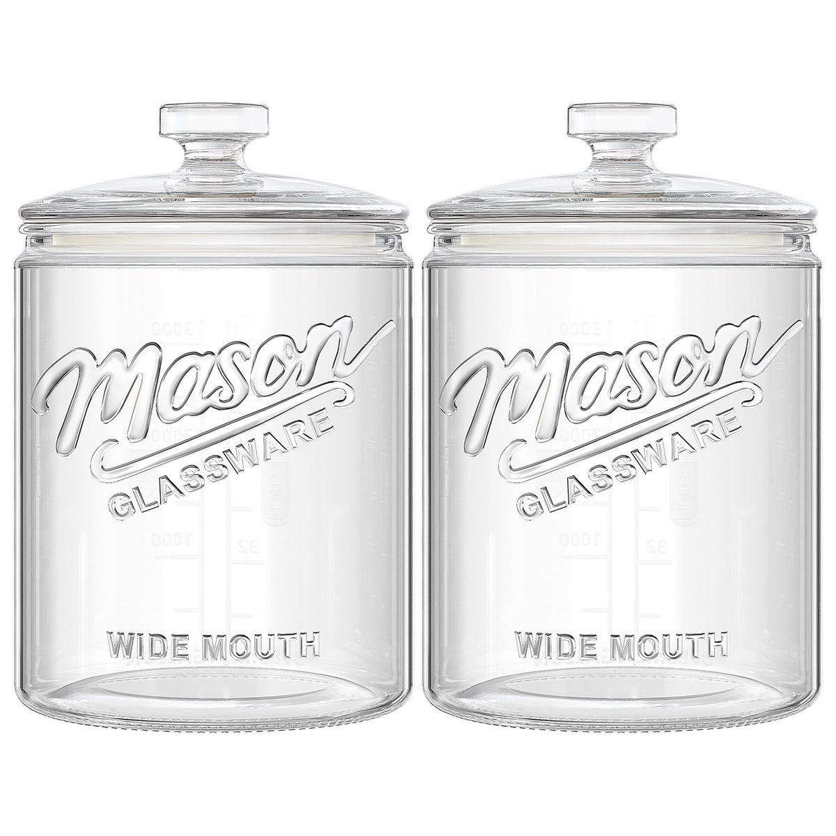 Dwbligt 2 Pack 1 Gallon Glass Cookie Jar with Lid on pantry shelf