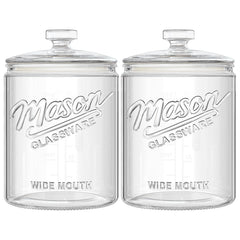 Dwbligt 2 Pack 1 Gallon Glass Cookie Jar with Lid on pantry shelf