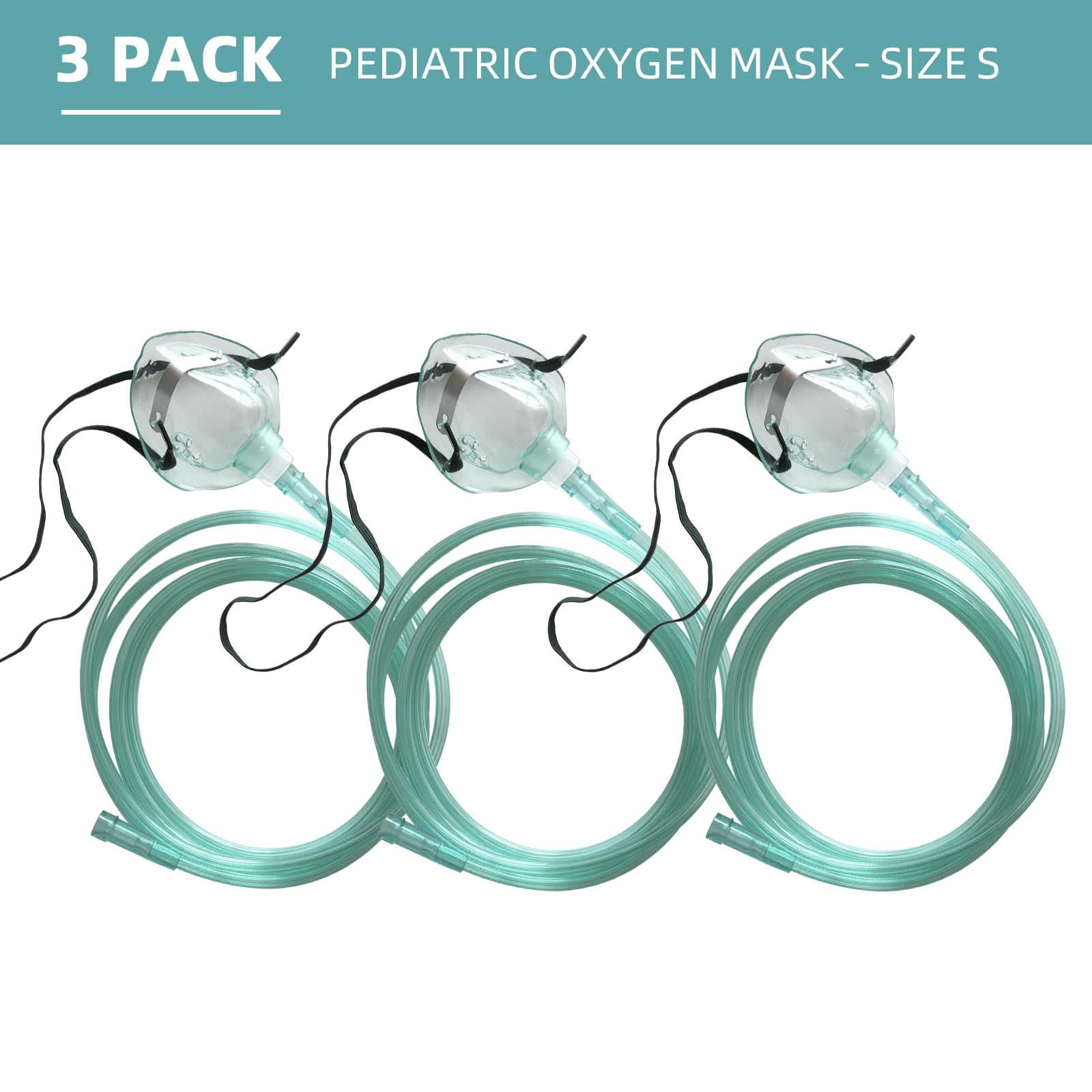 Green pediatric standard size mask S with 7 ft tube