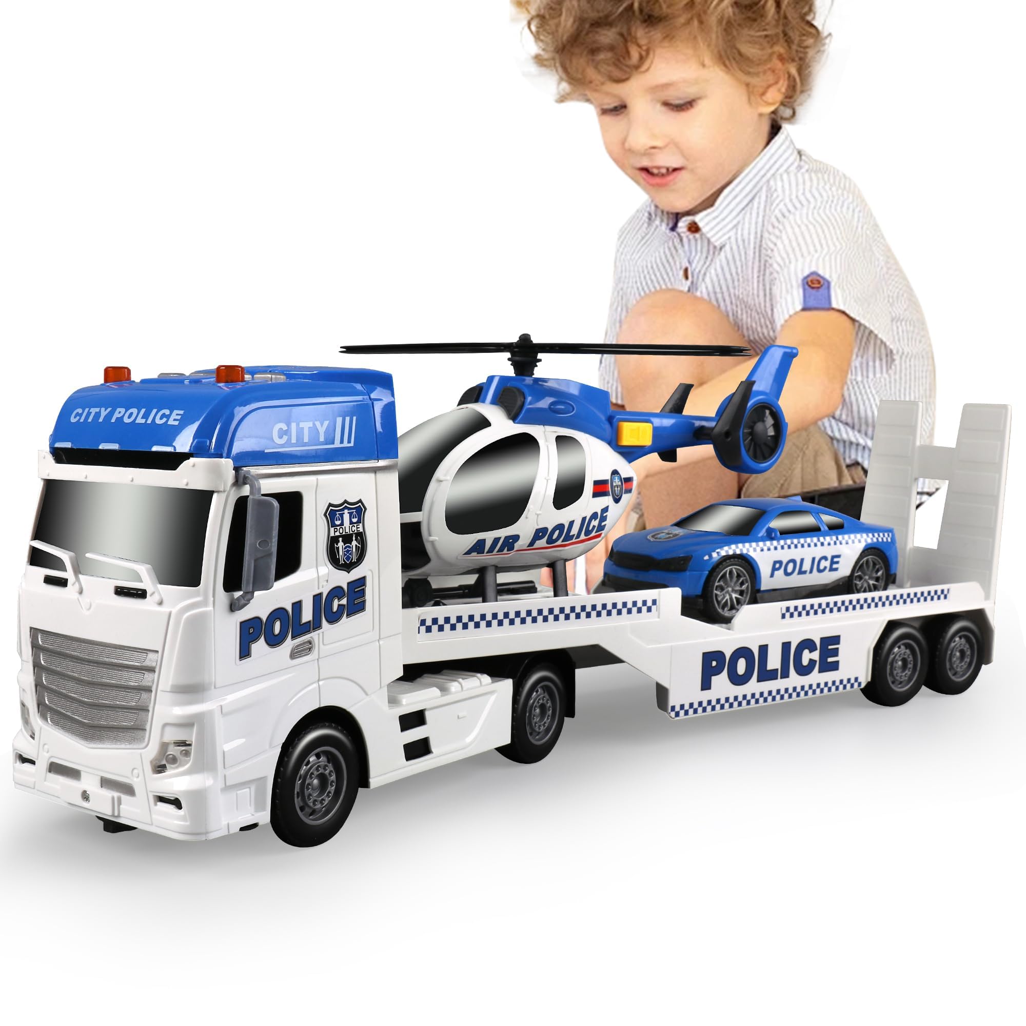 Dwi Dowellin toddler boy toys 25in police truck set