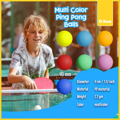 Dxam multi color ping pong balls 40mm bulk