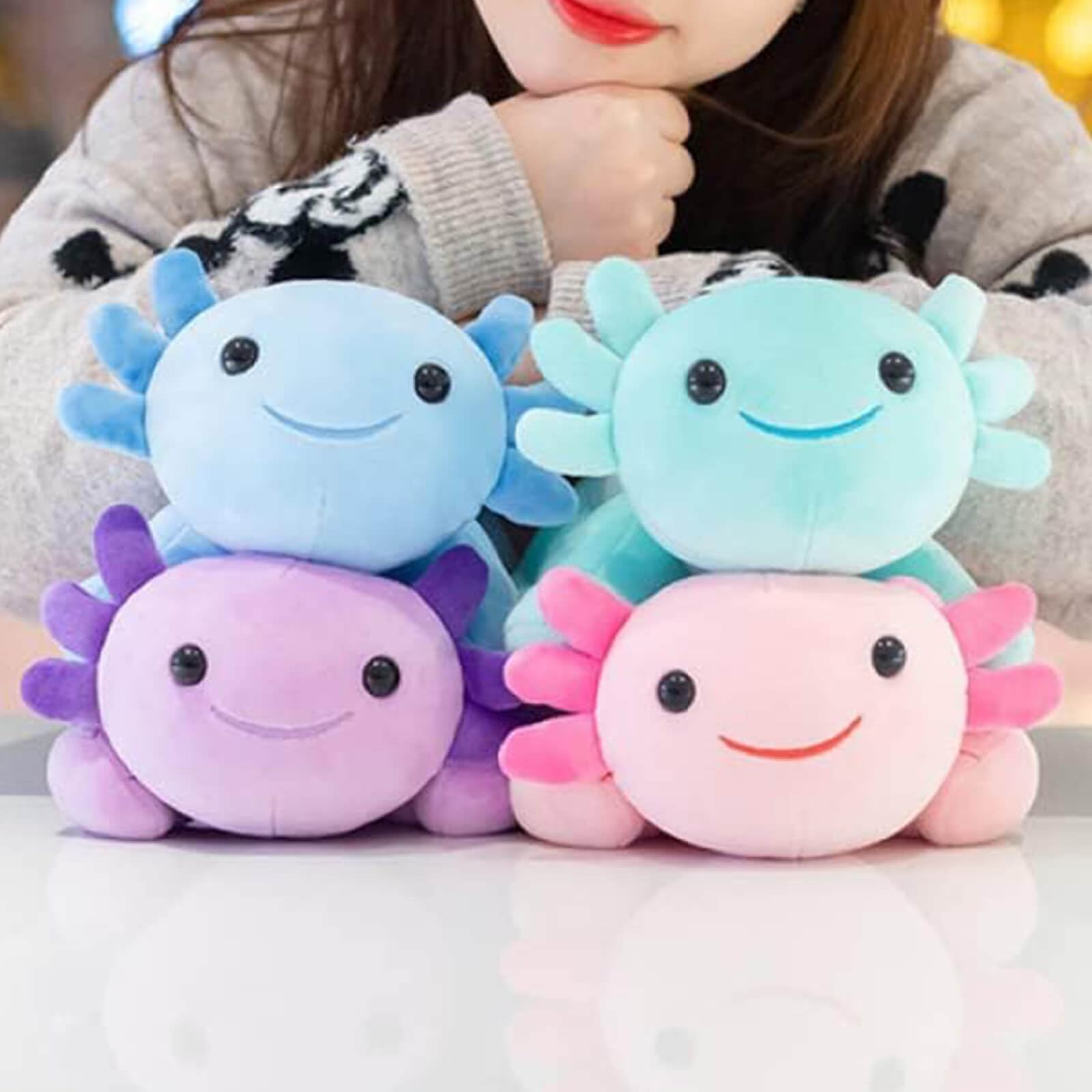 Axolotl plush toy for boys and girls blue 10.8in