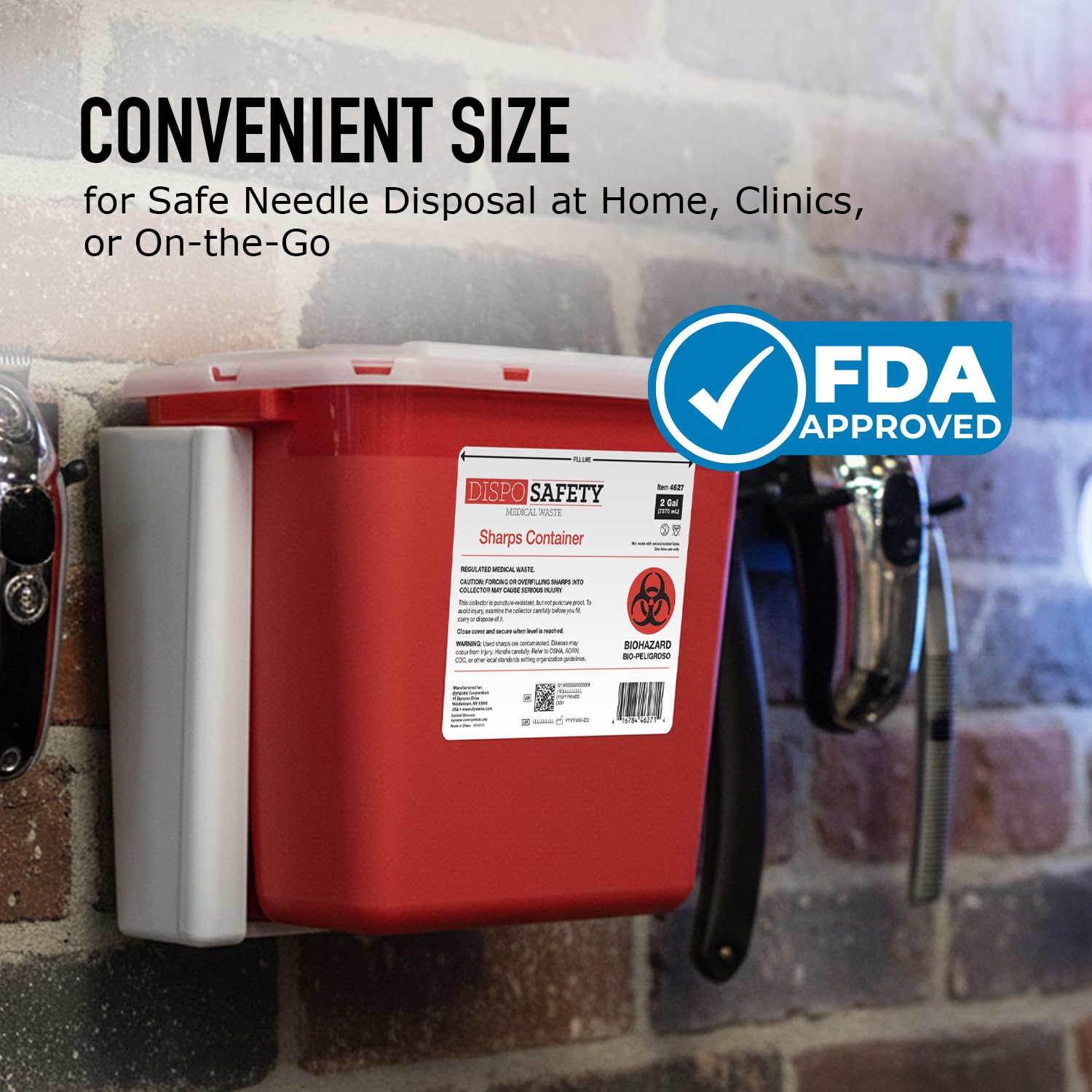 Dynarex Dispo Safety Sharps Container permanent lock feature