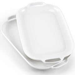 Dyrfolm two piece 12 inch ceramic serving trays rectangle with handles