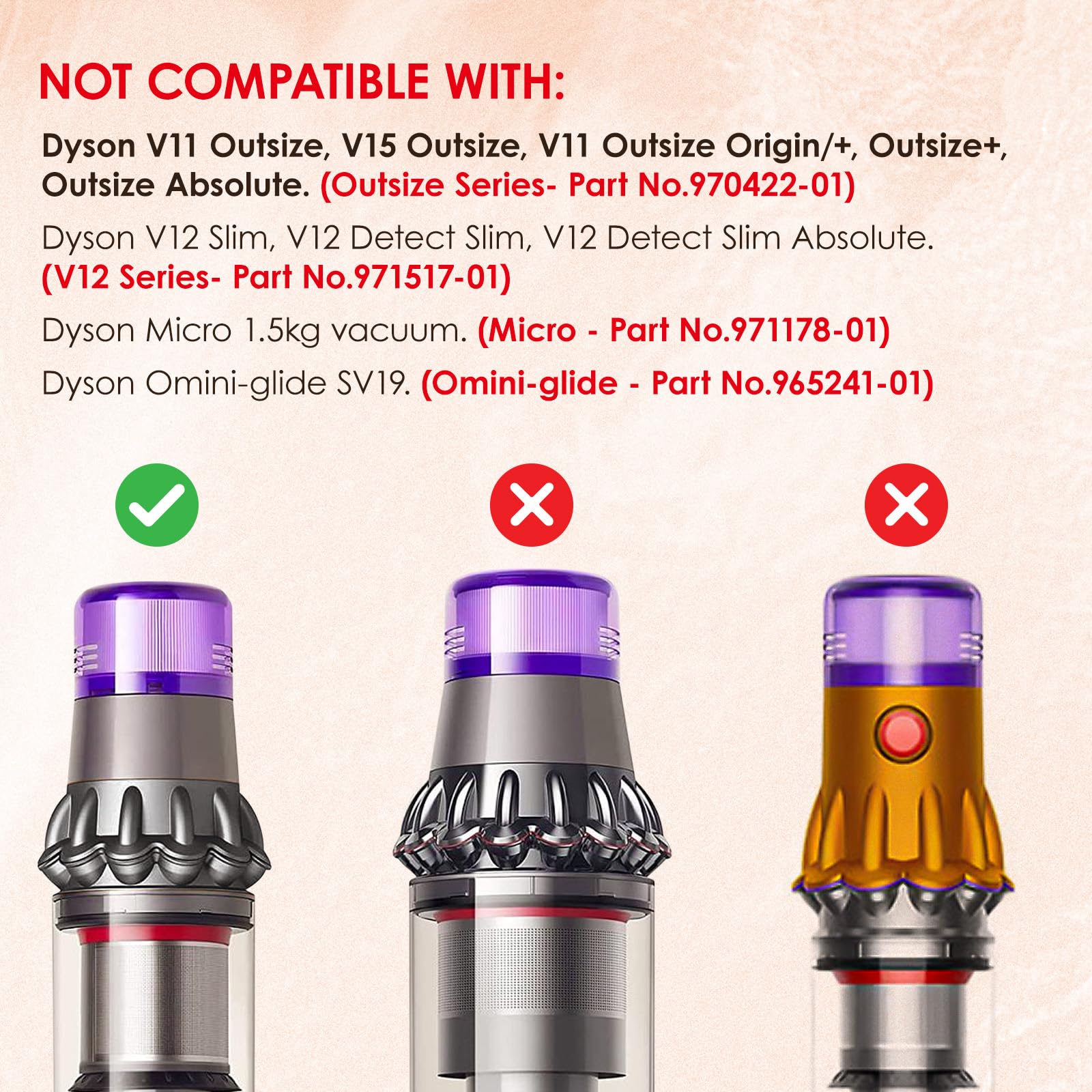 Dyson filter replacement 970013-02 compatible with V11 and V15