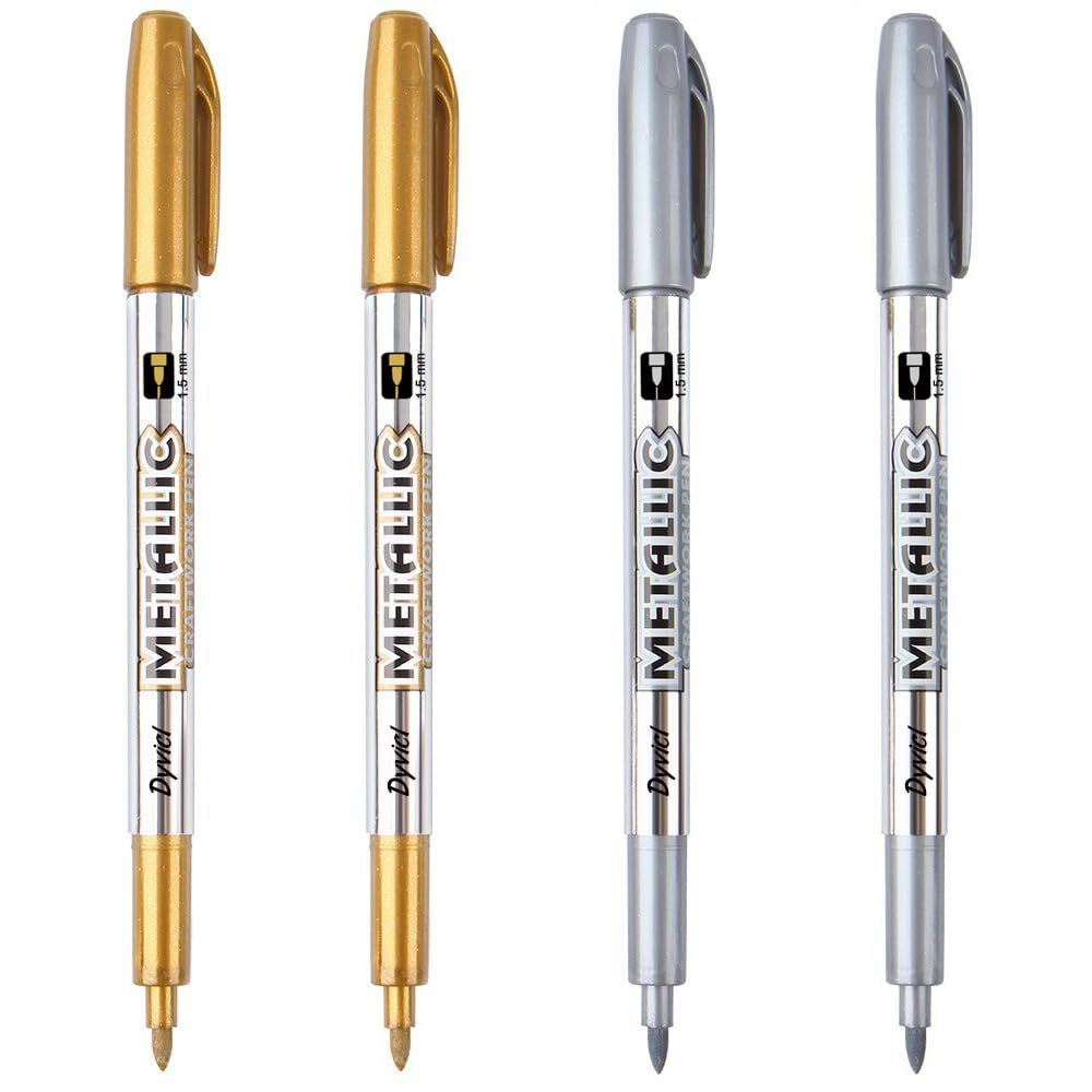 Dyvicl metallic markers pens set of 4 silver and gold