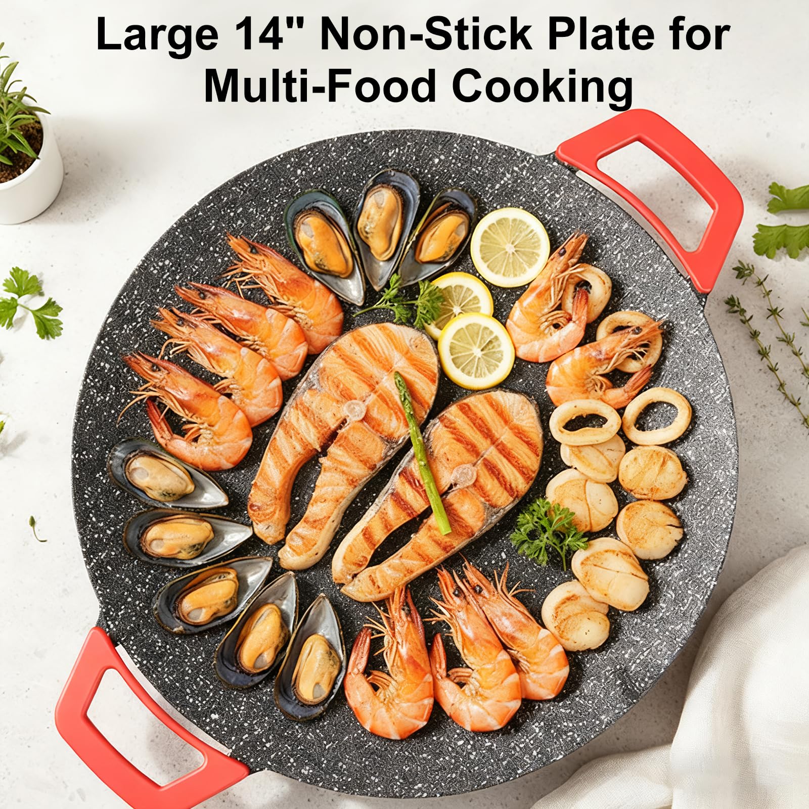 Nonstick smokeless grilling surface close up