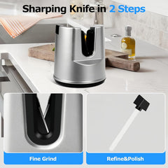 Suction base keeps sharpener stable during use