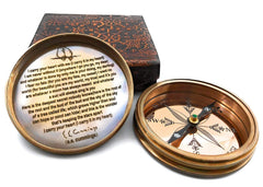 Engraved lid Life is beautiful with you on brass compass