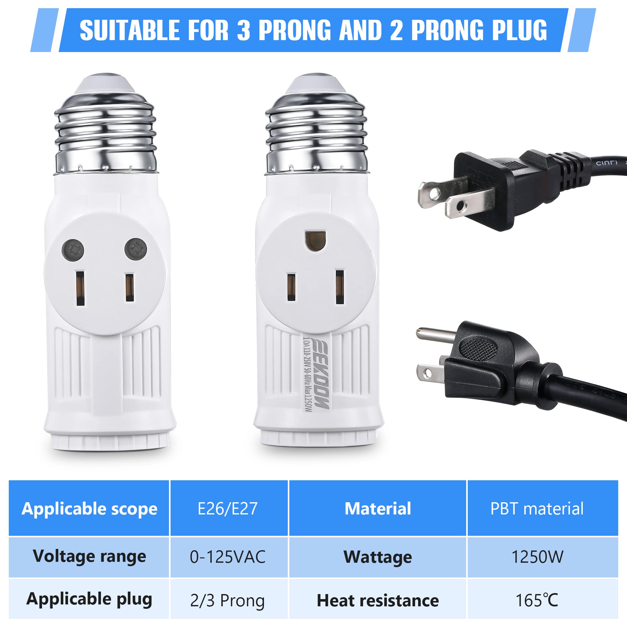 E26 outlet converter 1pc white adapter